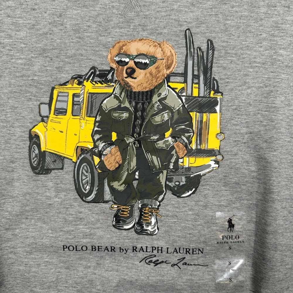 NWT Polo Ralph Lauren Polo Bear Sweatshirt Grey Off-Road Vehicle Men's Size M